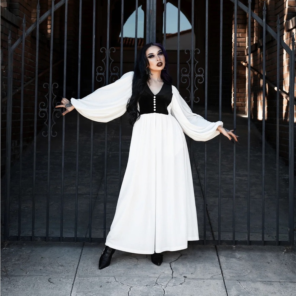 Lively Ghosts Edge of Seventeen Dress Velvet Gothic Maxi Dress With Pockets!